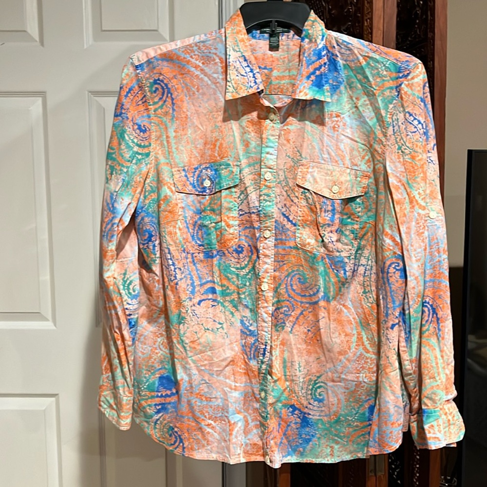 Lauren jeans co light weight cotton printed shirt, barely worn